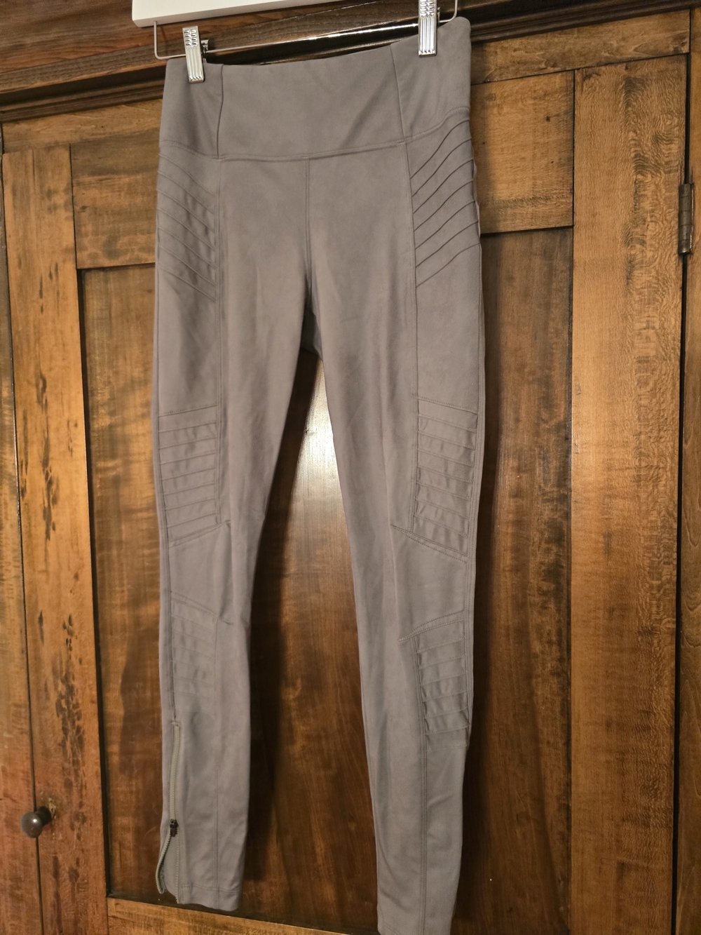 Athleta Slate Gray Moto-Panel Leggings with Ankle Zip Xs (B)